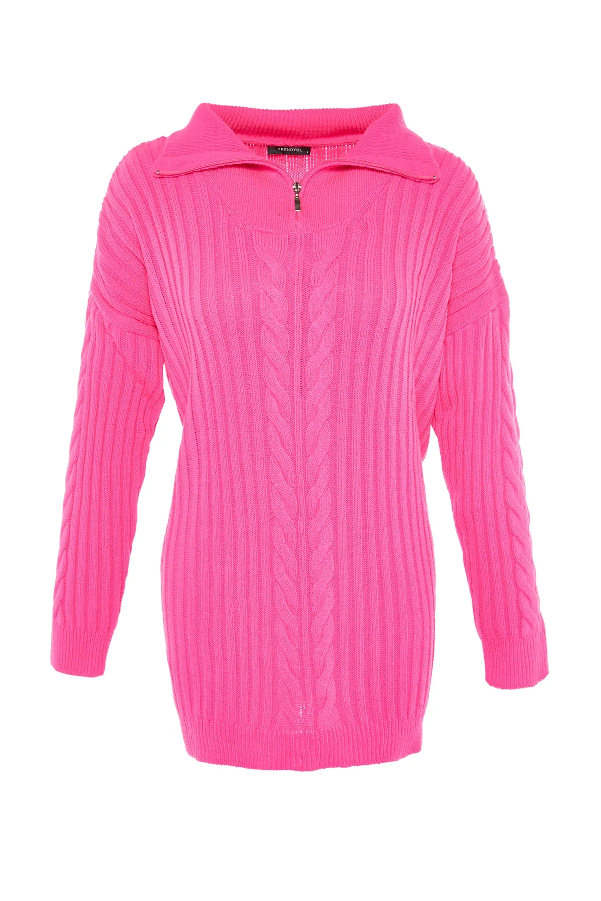 Trendyol Modest  Fuchsia Thessaloniki Gestrickter Strickpullover mit Reißverschluss TCTAW23AK00017