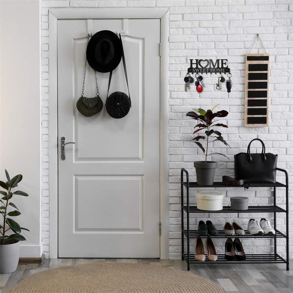 Runxizhou Schlüsselbrett Schlüsselbrett Home Sweet Home, Schlüsselboard Schwarz mit 10 Haken
