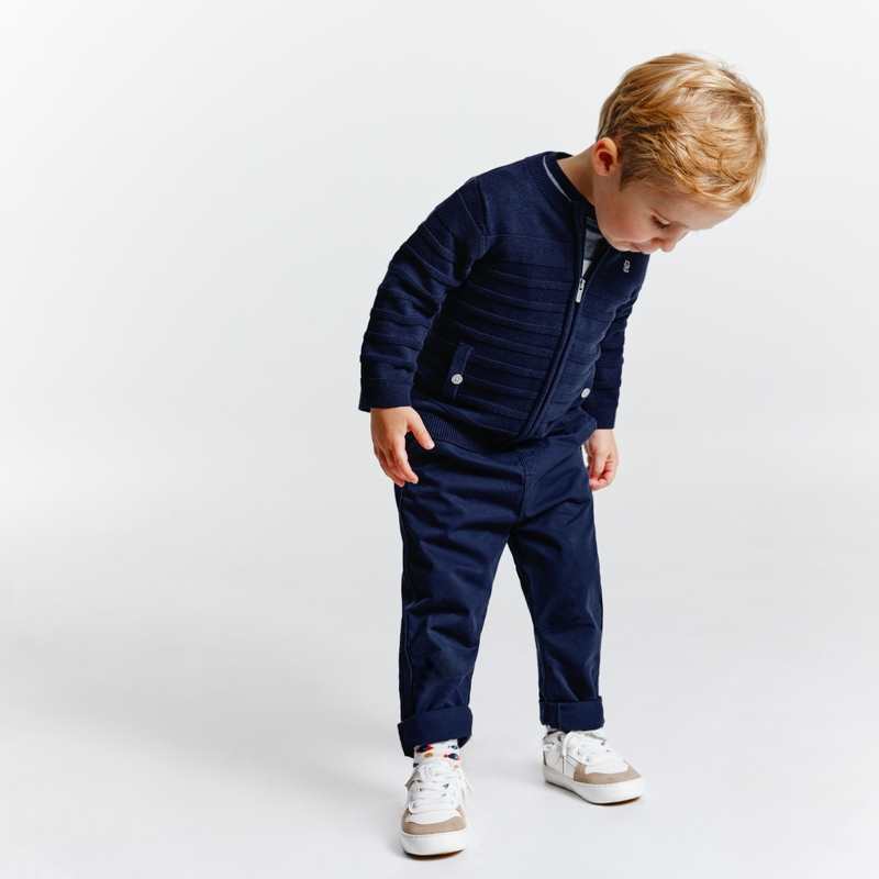 Gilet zippé maille fantaisie bleu bébé garçon