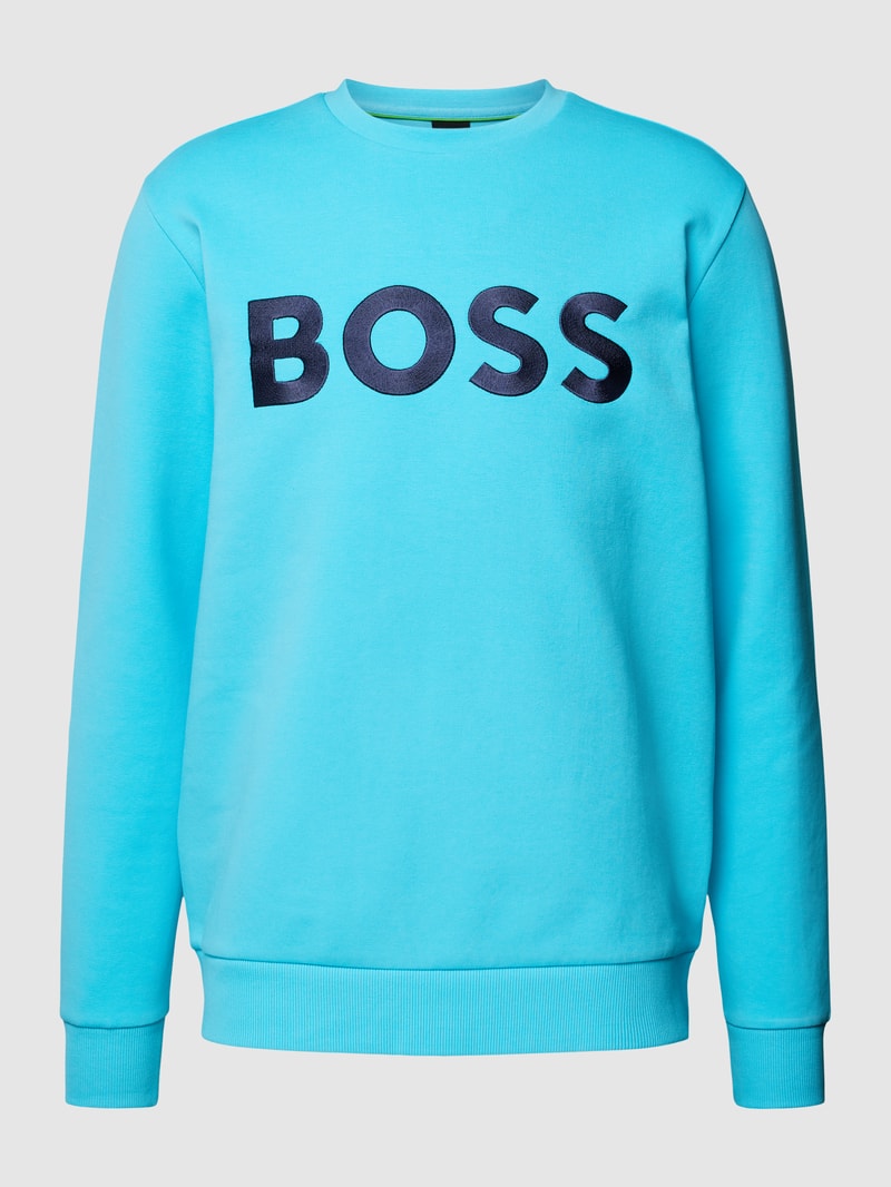 Sweatshirt mit Label-Stitching Modell 'Salbo' in türkis
