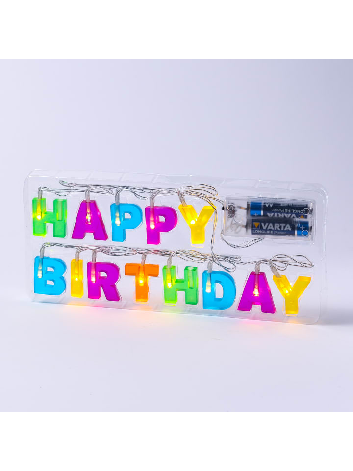 MARELIDA LED Lichterkette HAPPY BIRTHDAY Geburtstagskette L: 1,1m in bunt günstig kaufen onesize
