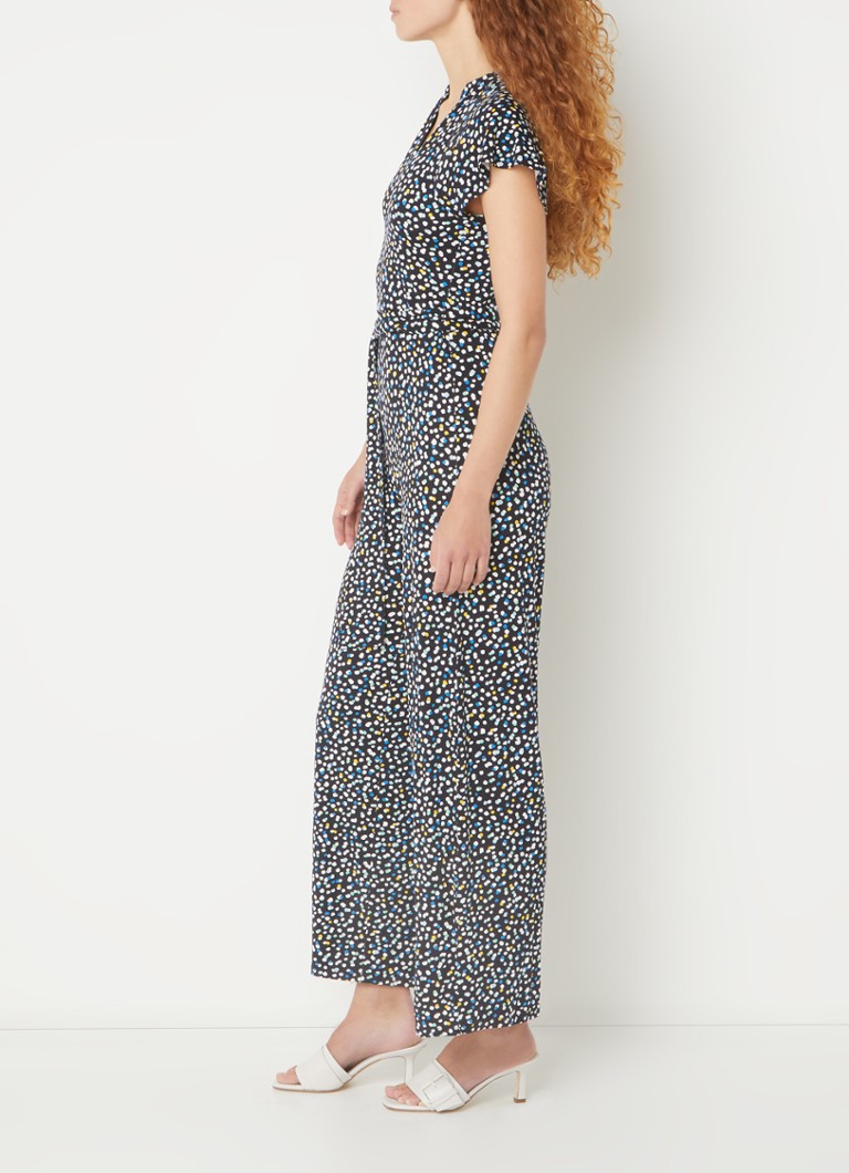 Hobbs Eden straight fit jumpsuit with polka dot print and tie belt