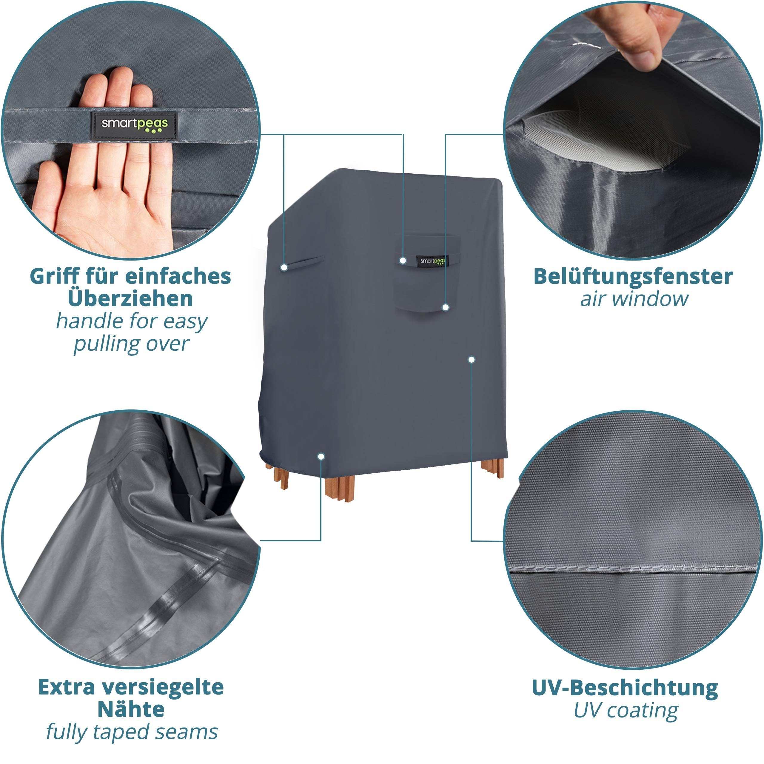 Smartpeas Gartenmöbel-Schutzhülle Gartenstuhl-Abdeckung Schutzhülle für Stapelstuhl, Cool Grey 657585/120cm Polyester