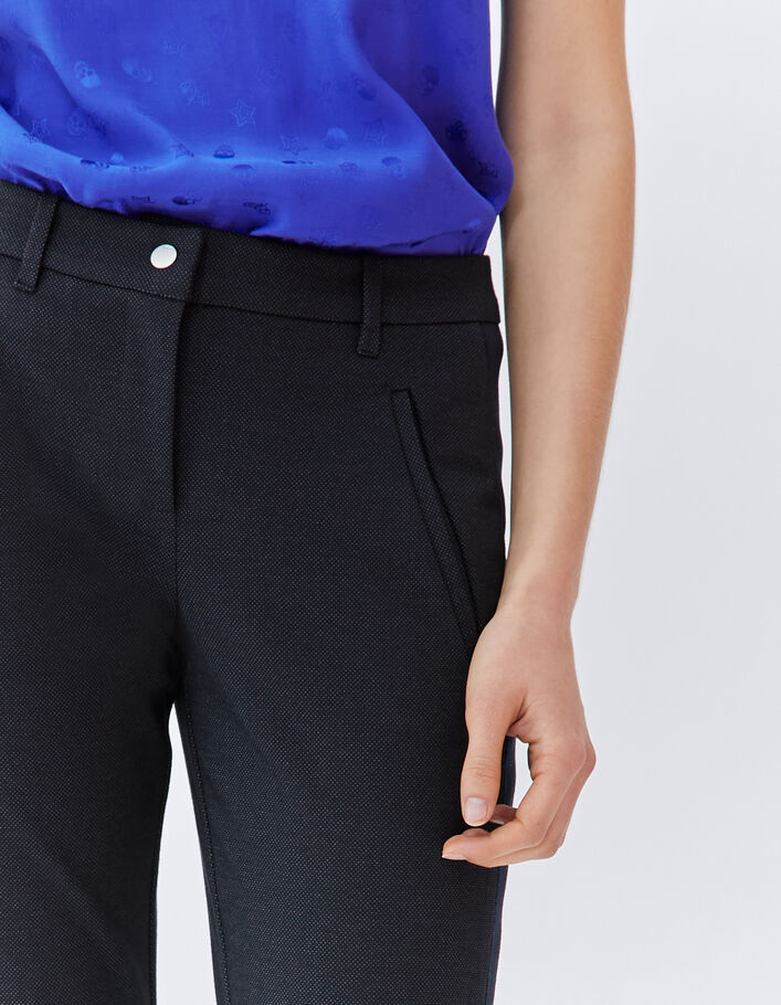 Pantalon de costume slim marine 7/8ème bandes côtés Femme