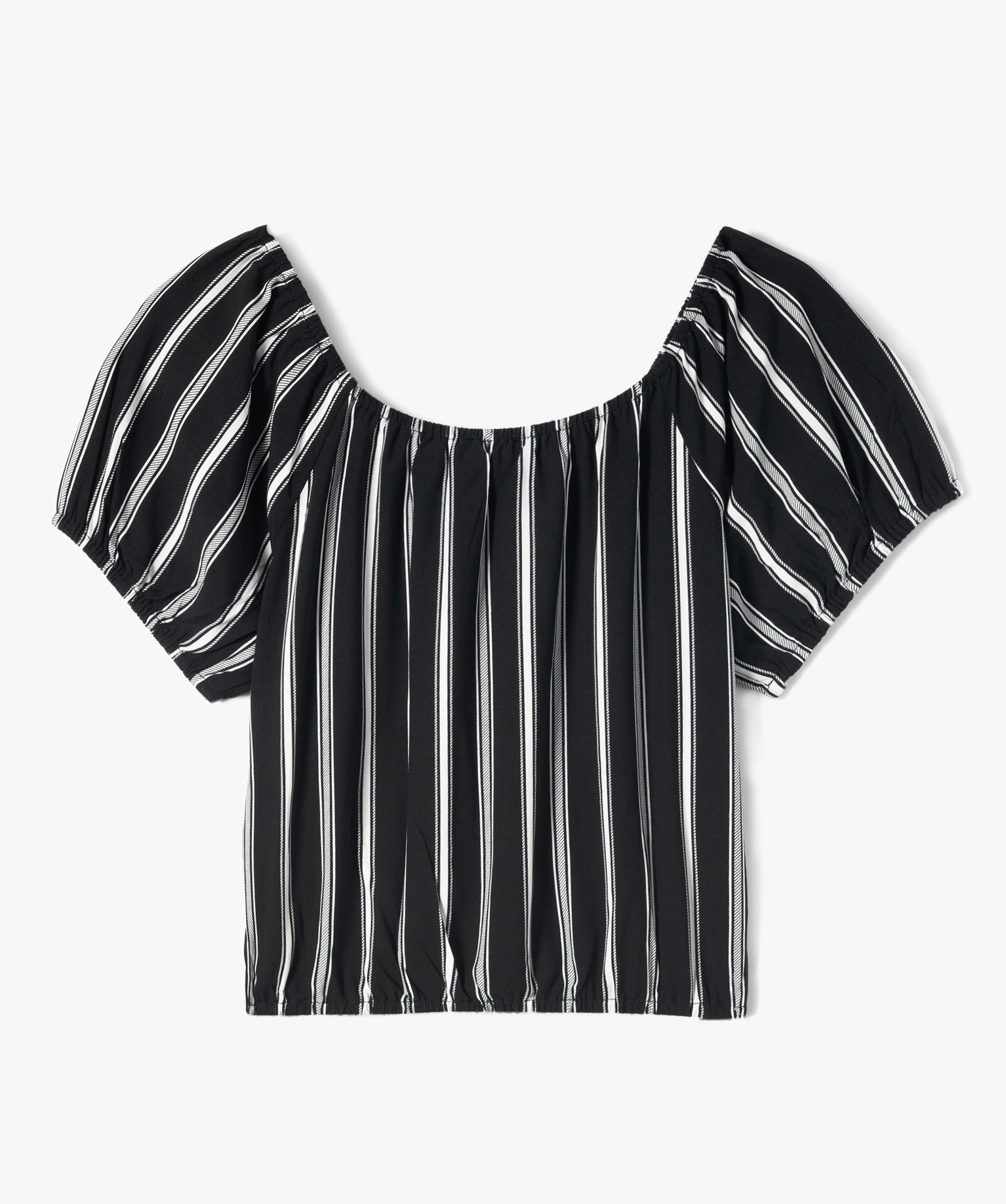 Chemise fille à col Bardot et manches courtes raye | GEMO