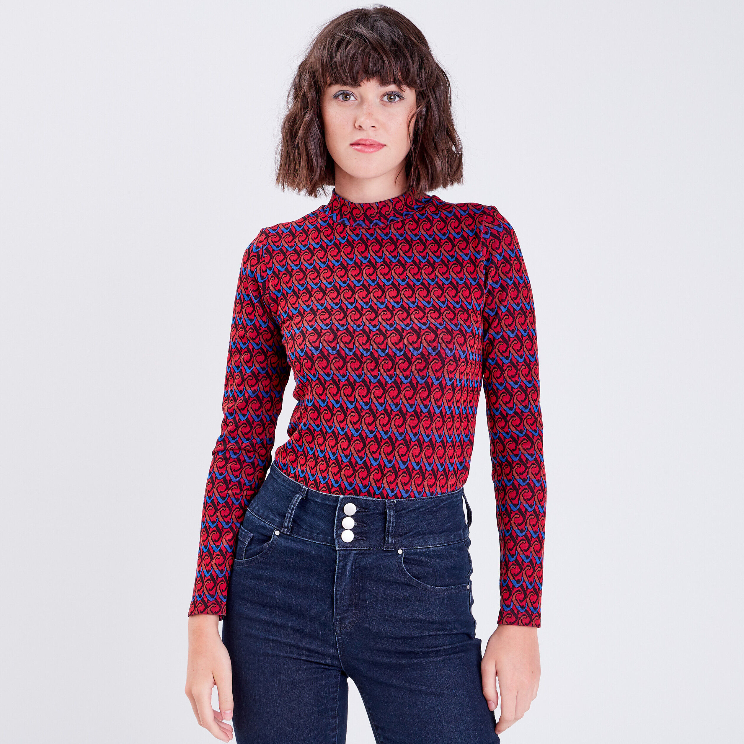 T-shirt manches longues rouge femme | Cache Cache