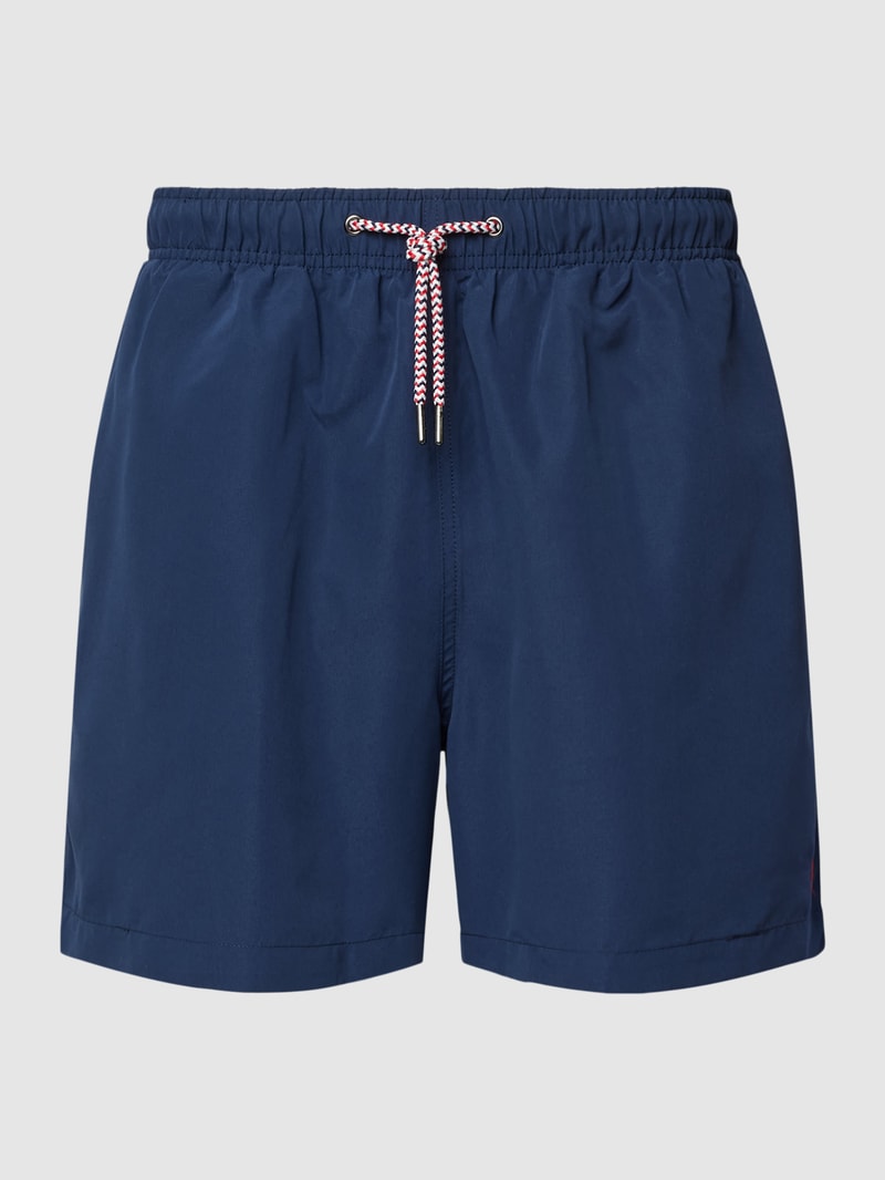 Badeshorts mit Label-Stitching in marineblau