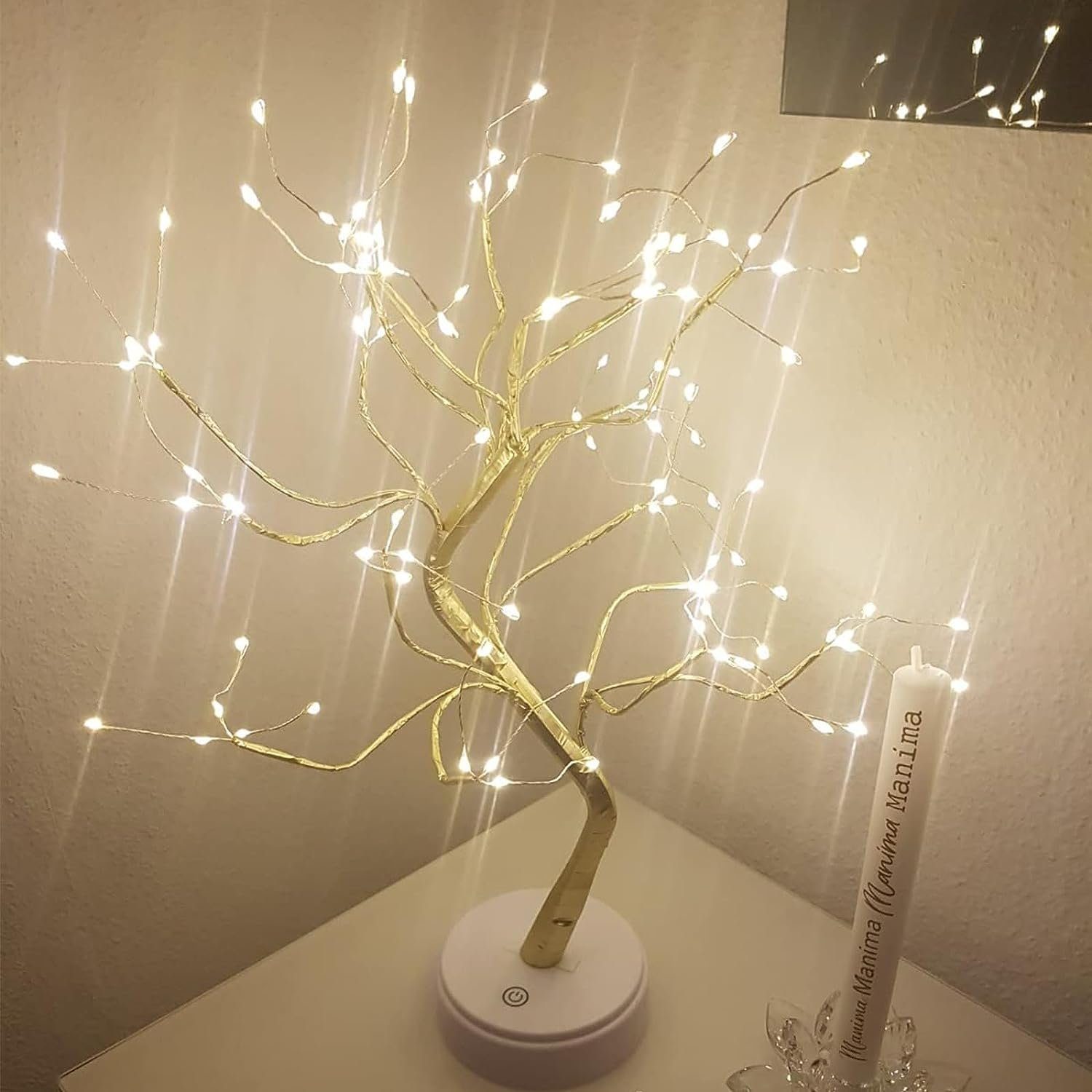 Haiaveng Leuchtzweig LED Baum Lichter Warmweiß USB Bonsai Baum Licht, Dekobaum Belichtet Kleine Baumbeleuchtung Innen Deko 108 Lampenperlen