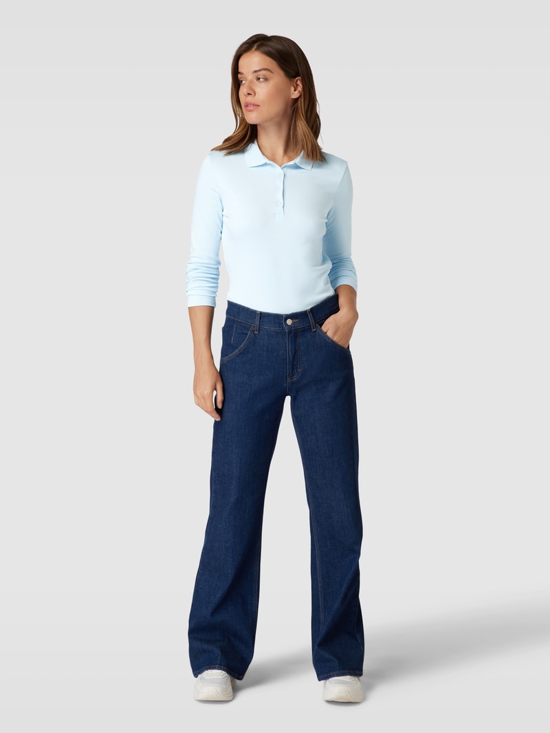 Longsleeve mit Polokragen in hellblau