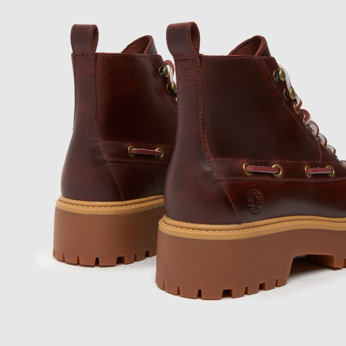 Timberland – Stone Street – Vinröda platåstövlar med 7 ögon
