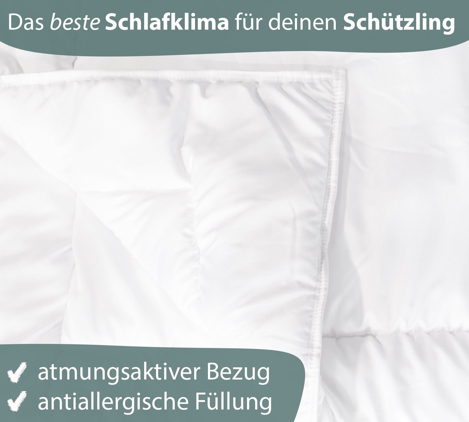 Kinderbettdecke + Kopfkissen, LUCA PREMIUM, Alcube, Füllung: 100% Silikonfaser, Bezug: 100% Baumwolle, 4-Jahreszeiten Kinderbettenset 2-teilig Bettdecken Set für Jahreszeit