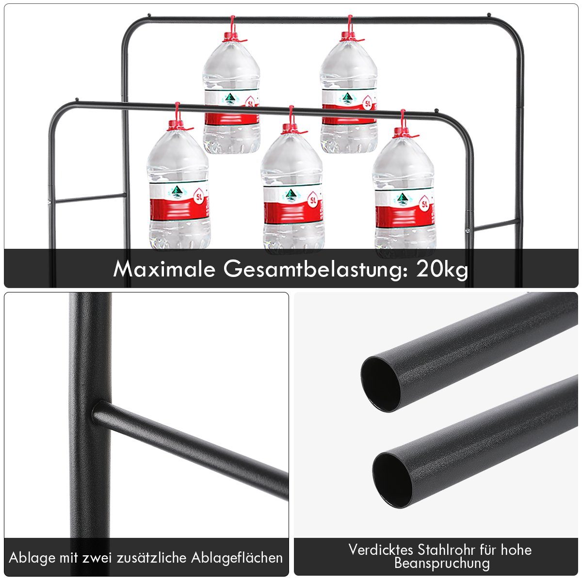 oyajia Kleiderständer Schwerlast Kleiderständer, Garderobenständer, Metall Kleiderstange, Multifunktionaler Kleiderständer, Einfache Montage