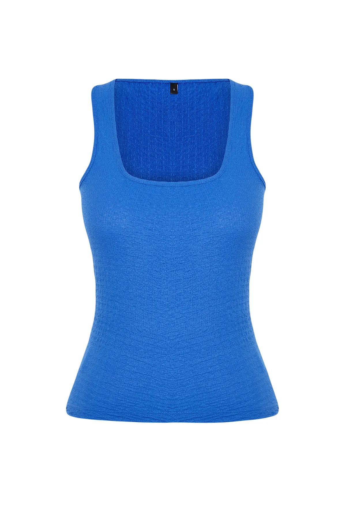 Trendyol Collection  Saks Neckholder-Tanktop aus strukturiertem, flexiblem Strick TWOSS24AL00017