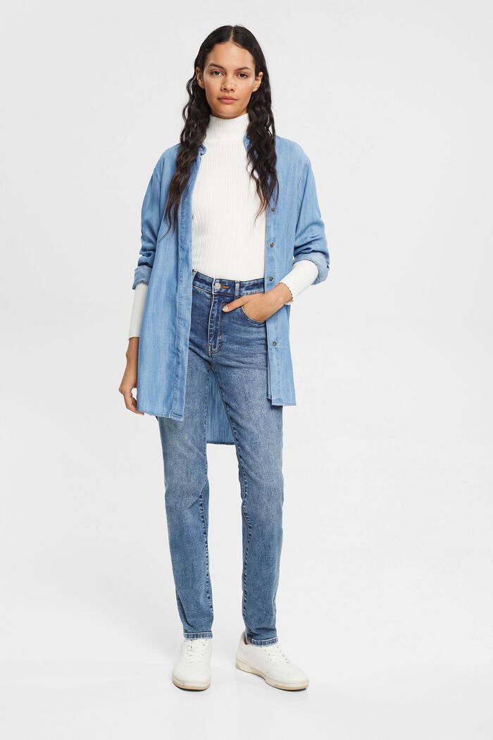 High Rise Jeans mit Washed-Out-Effect
