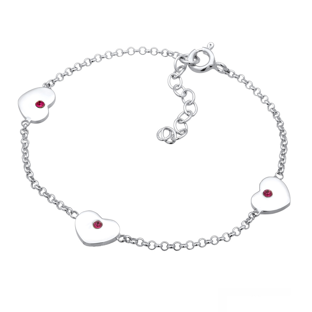 Elli Elli Bracelet Coeur avec Cristaux Bracelet Enfants- (925/1000) Argent Bracelet