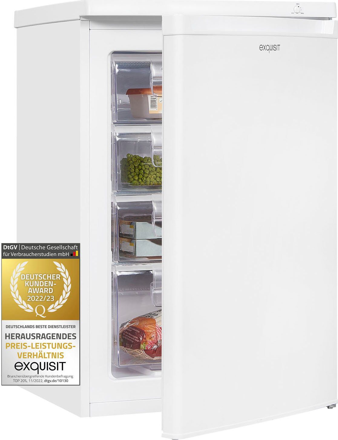 exquisit Gefrierschrank GS12-040E weiss, 85,5 cm hoch, 55,0 cm breit
