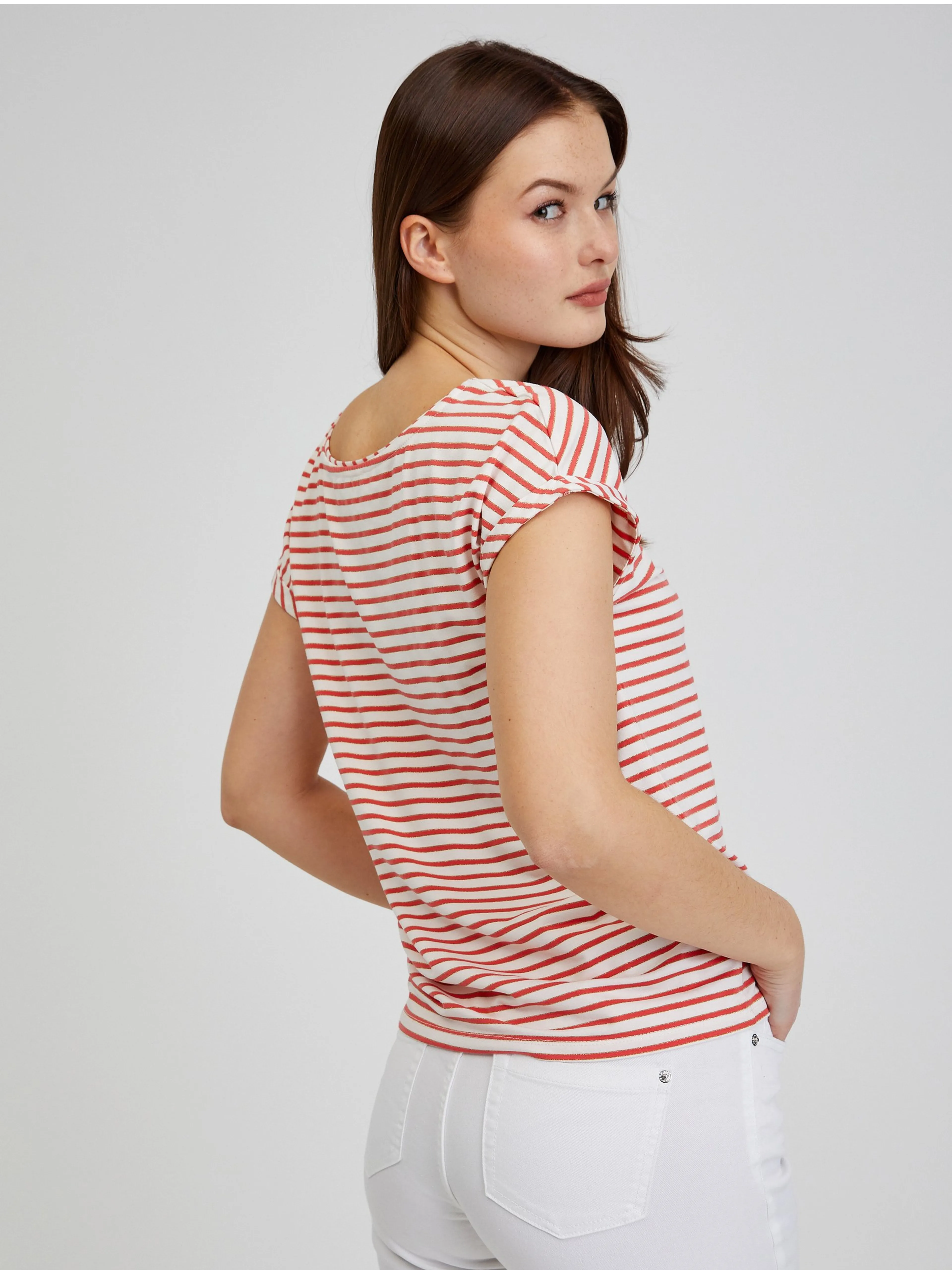Rot-weiß gestreiftes Damen T-Shirt ORSAY