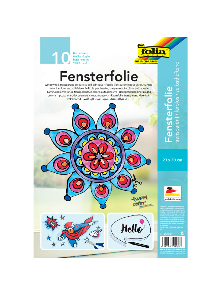 folia PAPER Fensterfolie, 23 x 33 cm, selbsthaftend, farblos in Transparent/Farblos günstig kaufen onesize