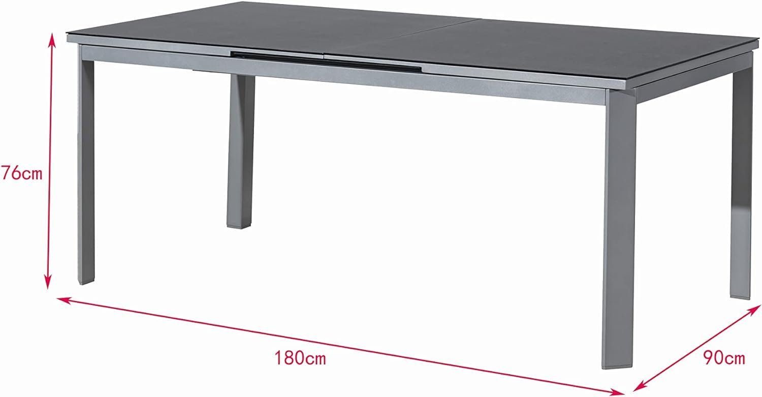 Gardissimo Gartentisch Keramik XXL Ausziehtisch Dia Silber, 180/240 x 90 cm, synchrone Auszugautomatik