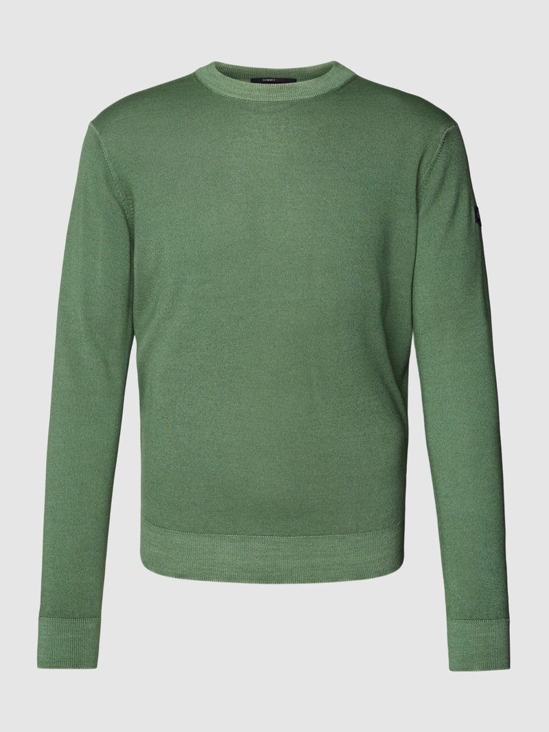 Strickpullover aus Schurwolle mit Rundhalsausschnitt in grün