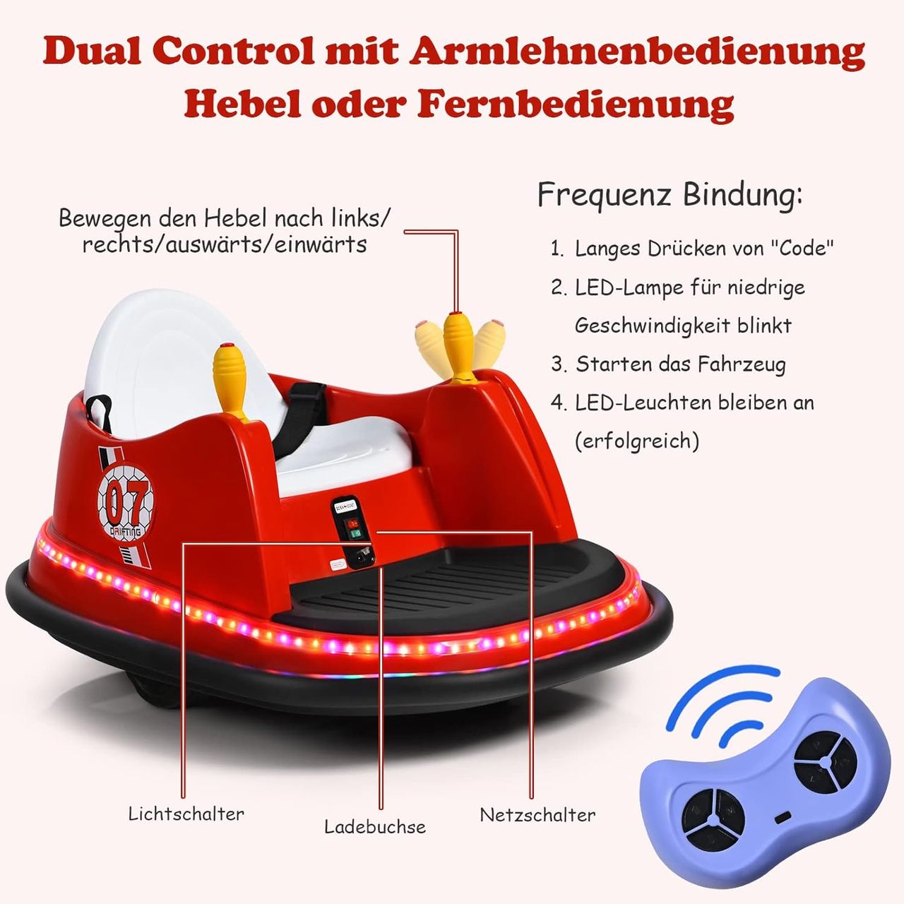 Costway 6V Aufsitz Autoscooter mit bunten Lichtern und Musik