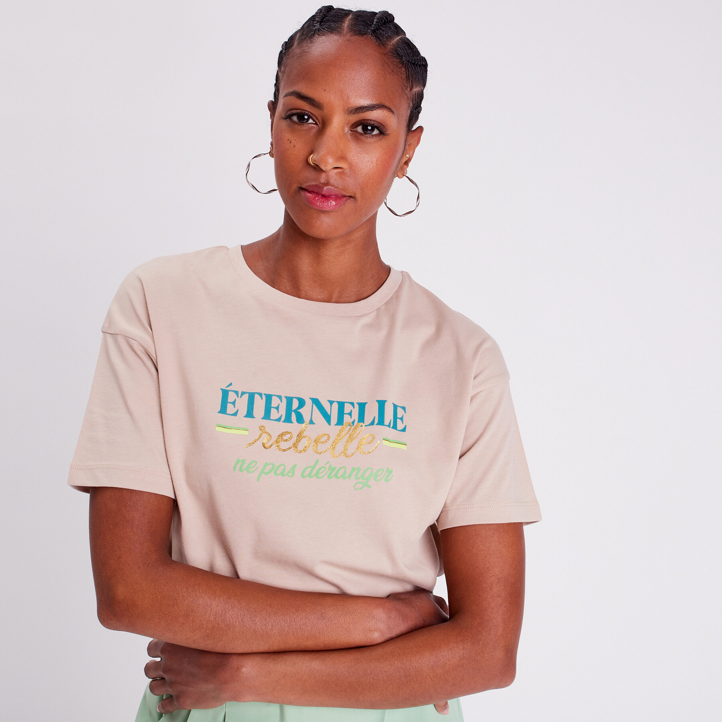 T-shirt manches courtes sable femme | Cache Cache
