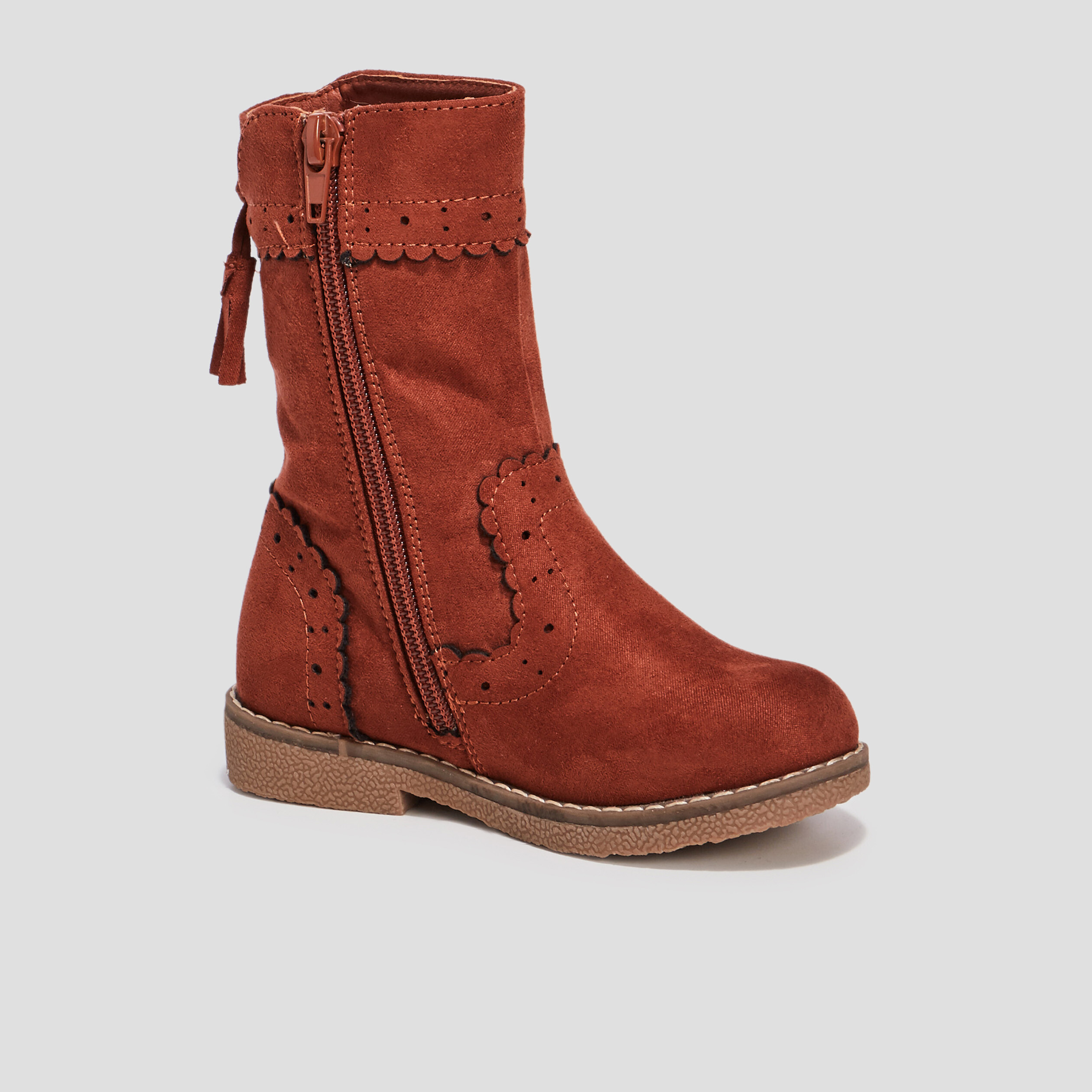 Bottes avec bord festonné terracotta fille | La Halle