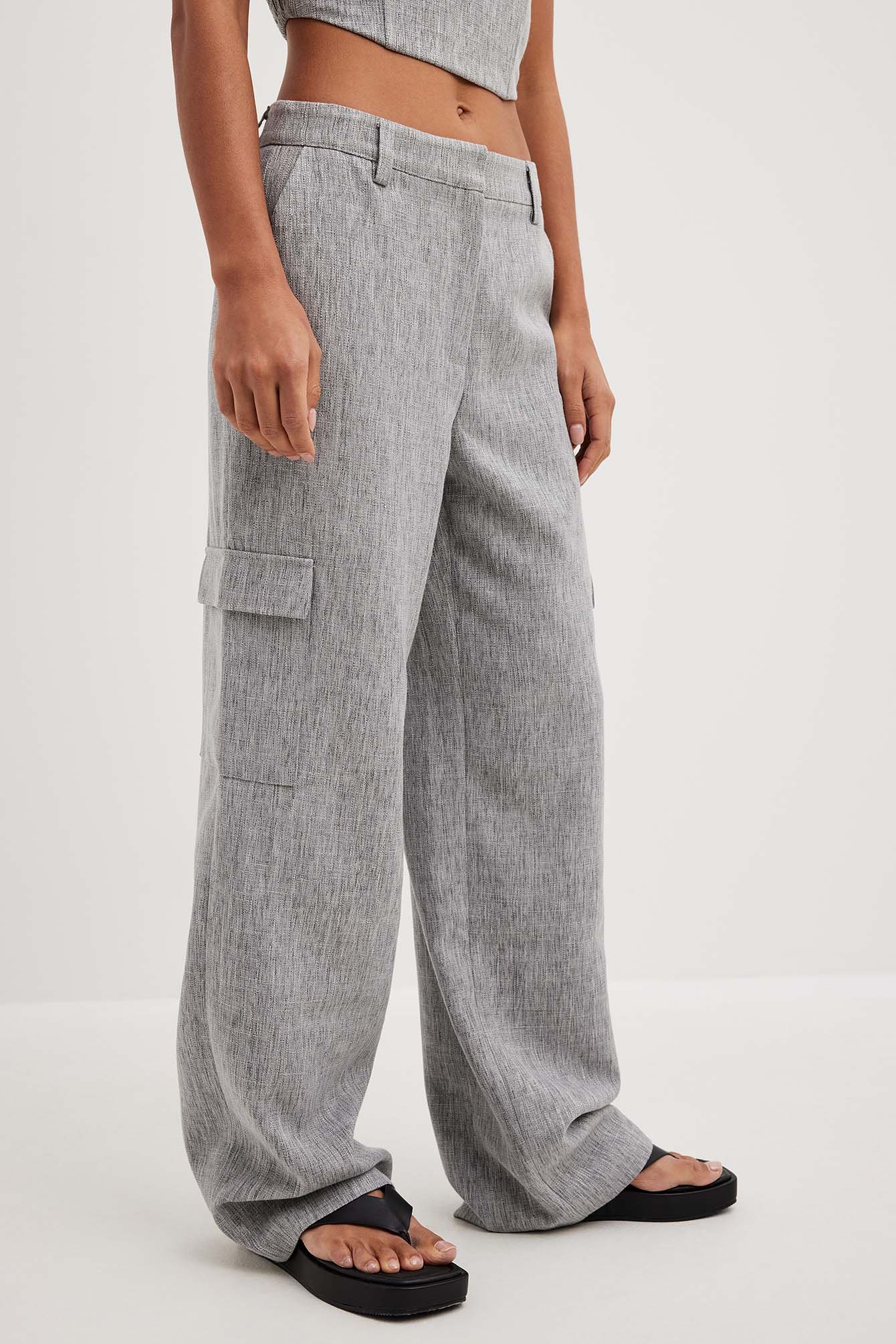 Hohe Mid-Rise Cargo-Hose in Melange
