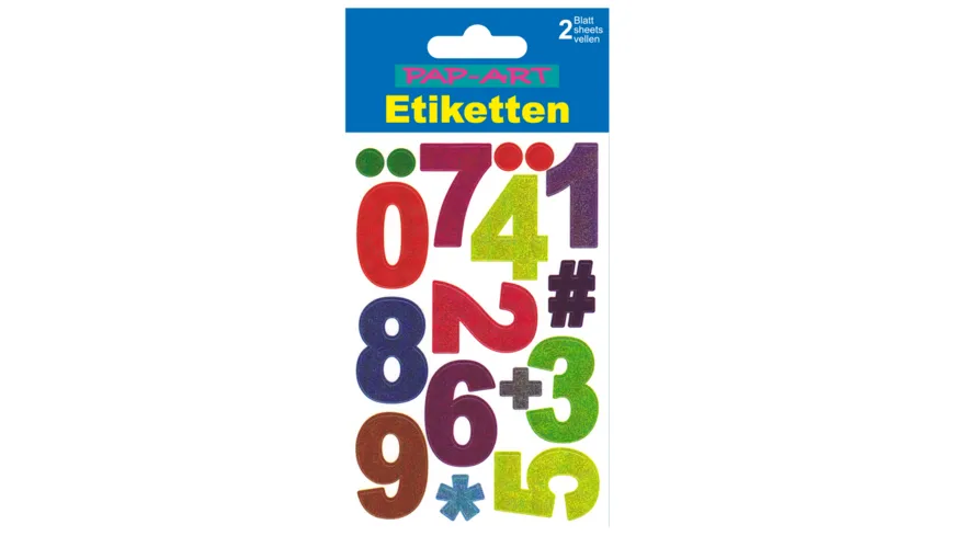 PAP-ART Zahlen-Etiketten Folie Glitter