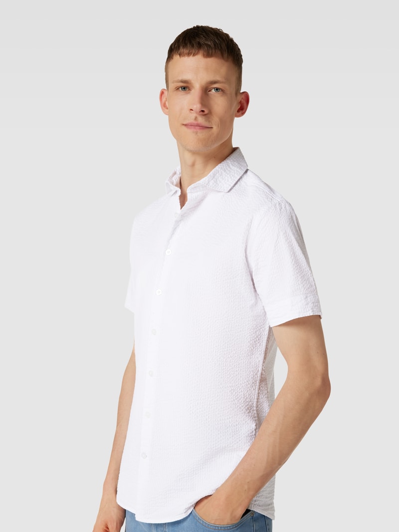 Slim Fit Freizeithemd mit Streifenmuster in weiß