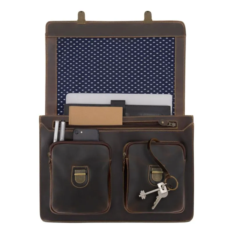 Buckle & Seam Leder Aktentasche Nevada - Braun \/ Dots