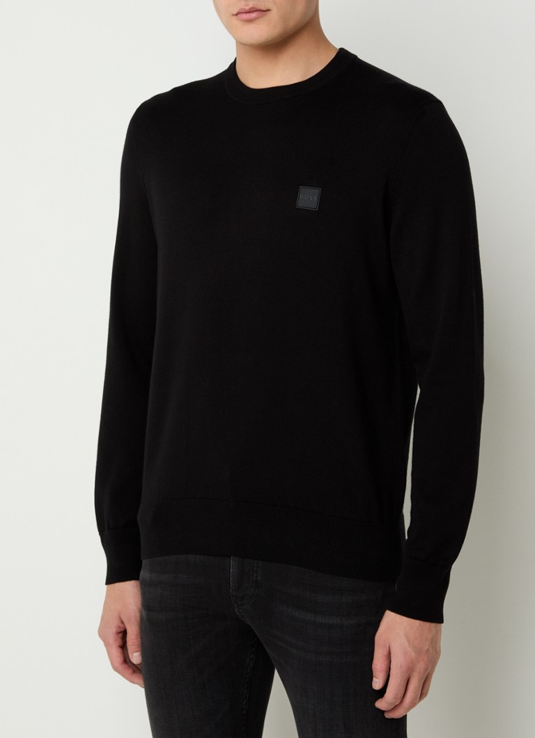 HUGO BOSS Kanovano fine-knit pullover in cashmere blend with logo