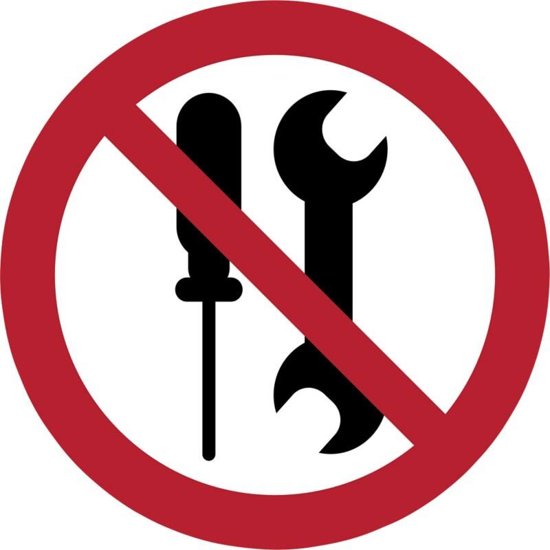 Djois Warnschild Es ist verboten, selbst zu warten oder reparieren Klebstoff, einschraubbar PP (Polypropylen) 10 (B) x 0,14 (H) cm 3 Stück