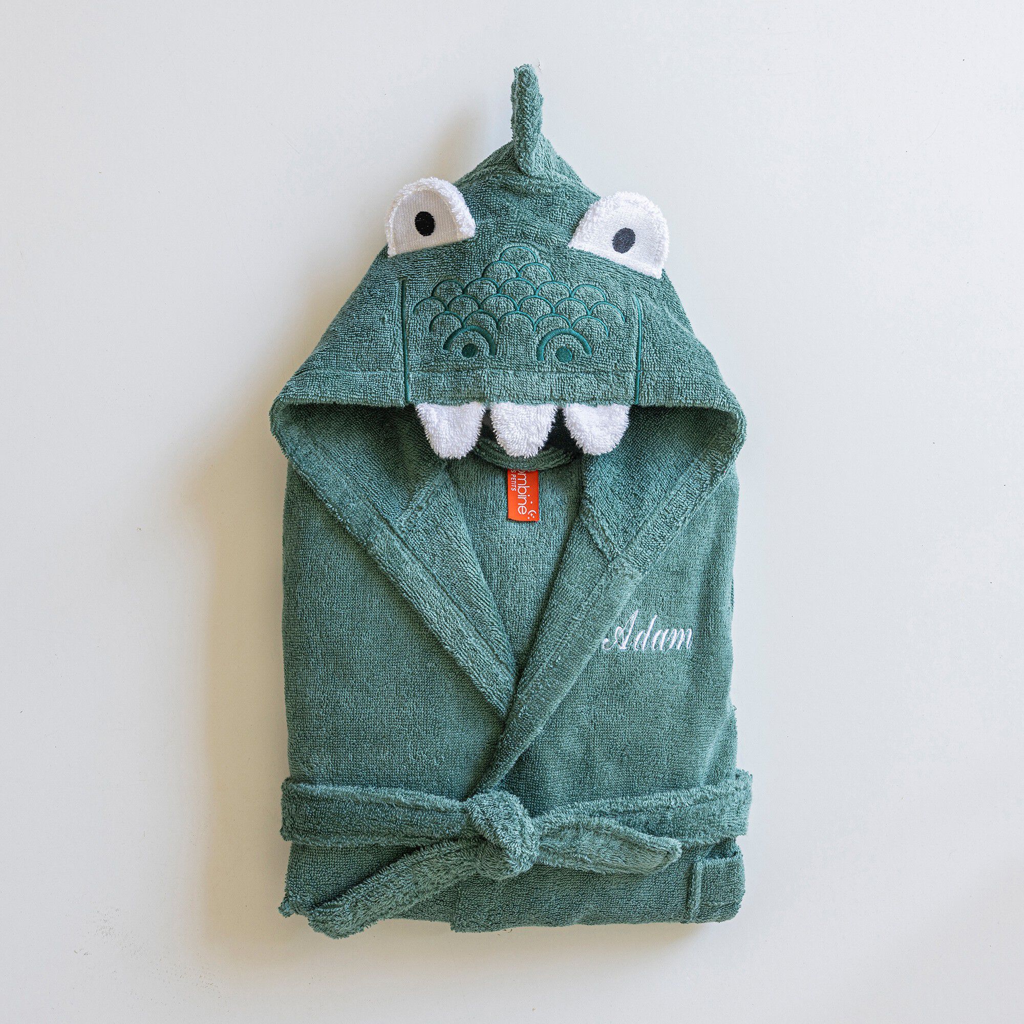 Peignoir de bain enfant à capuche dinosaure personnalisable