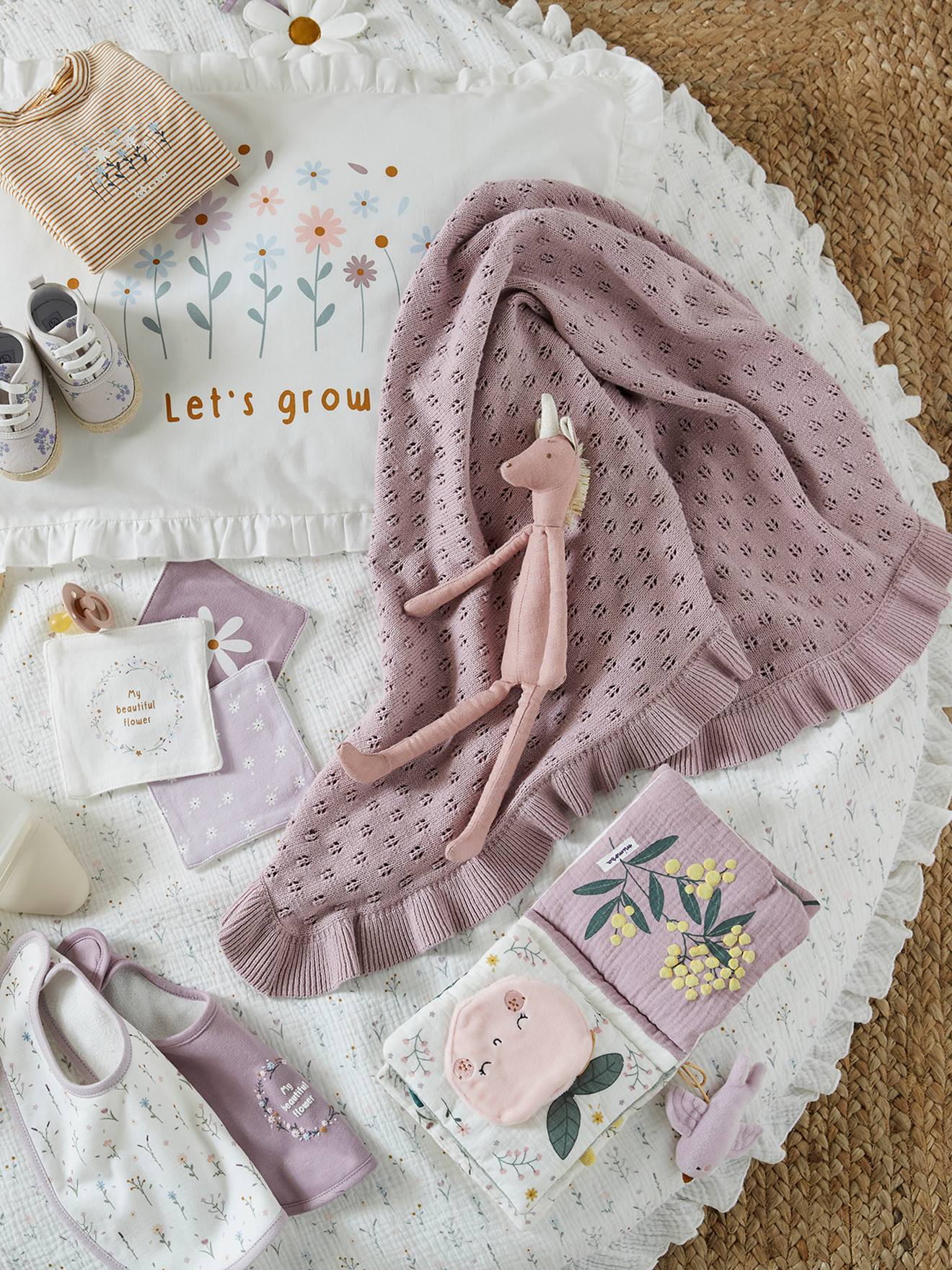 Couverture bébé pointelle DOUCE PROVENCE parme