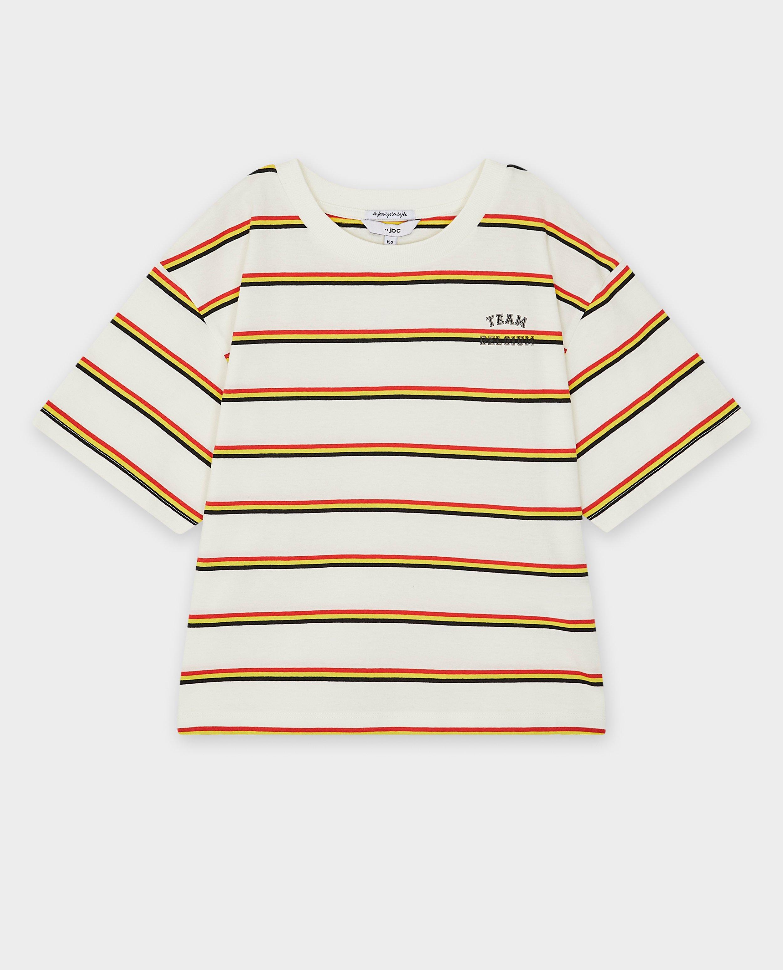 Tricou cu dungi Familystories, colecția Supporter, 7-14 ani, alb