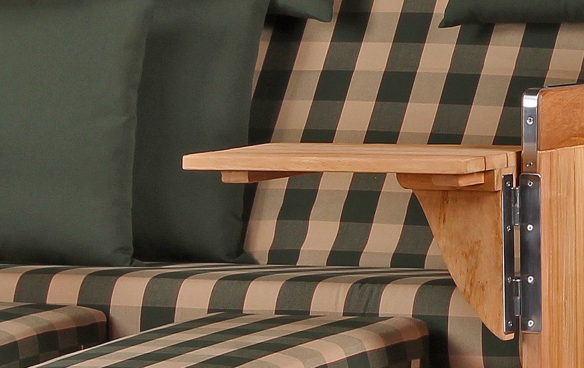 bene living Strandkorb Königssee 2,5-Sitzer Teak - PE shell - Modell 506, BxTxH: 142x95x170 cm, Volllieger ca. 175 Grad, Ostsee-Strandkorb, inkl. Liftersystem und Bullaugen