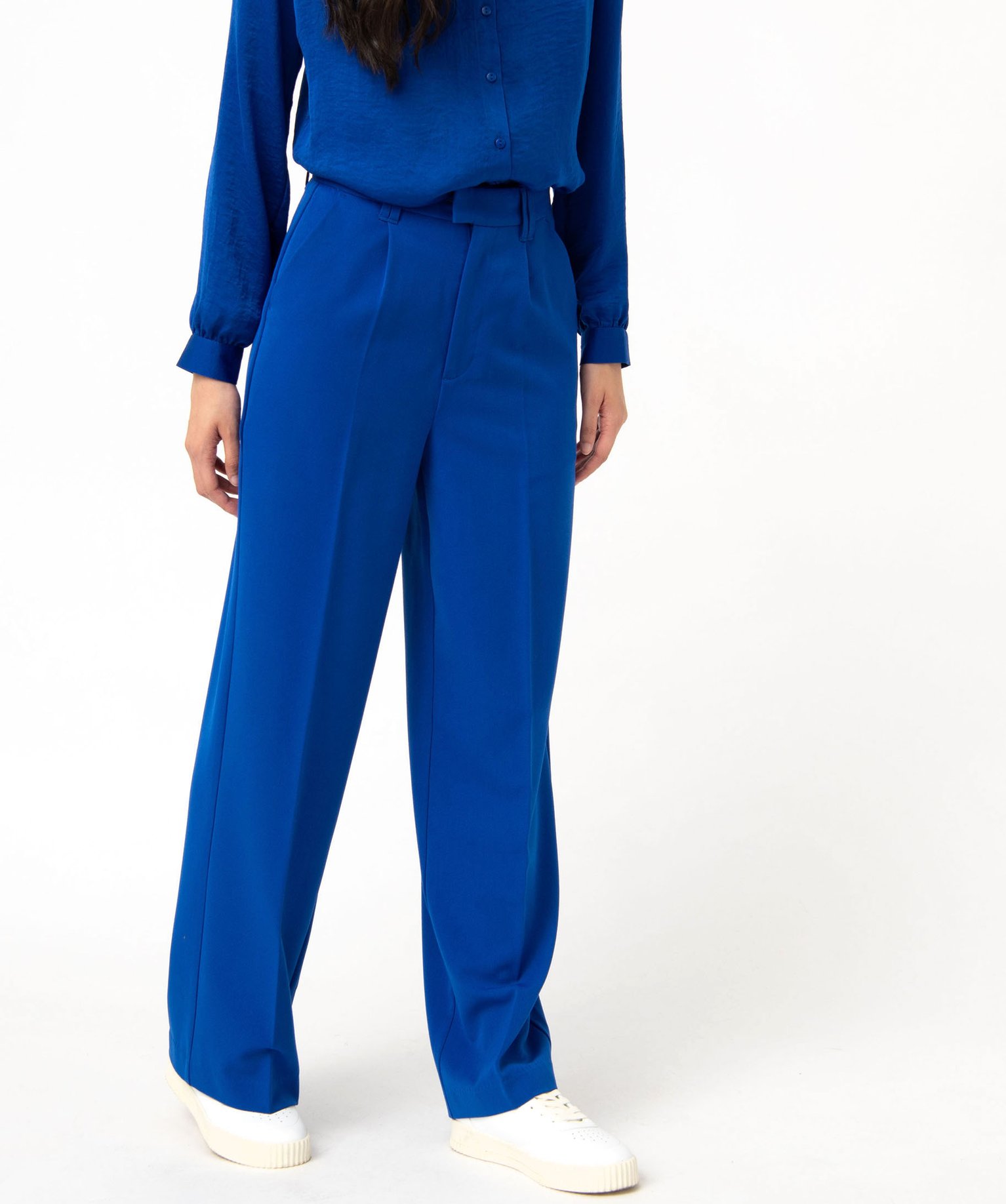 Pantalon de tailleur large femme bleu | GEMO