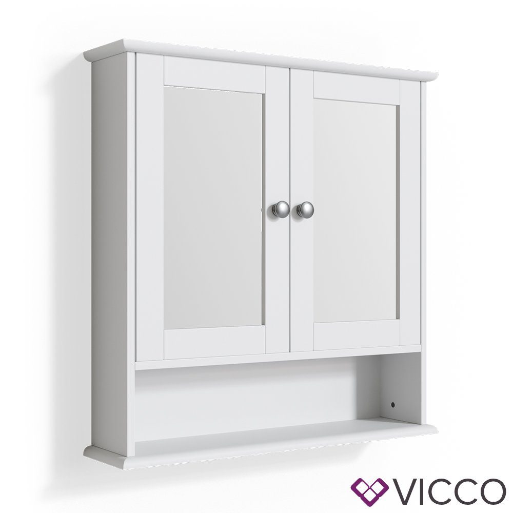 Vicco Badezimmerspiegelschrank Spiegelschrank Badspiegel mit Ablage 2 Türen 58x56cm BIANCO Weiß