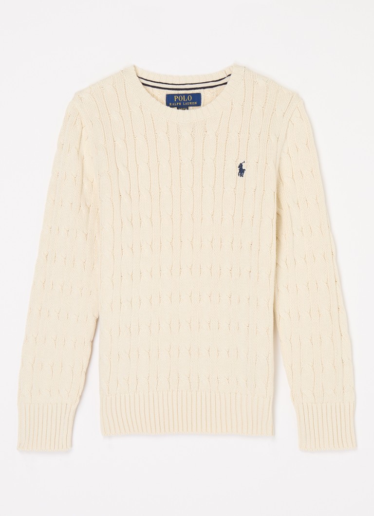 Sweter Ralph Lauren o splocie warkoczowym z haftowanym logo