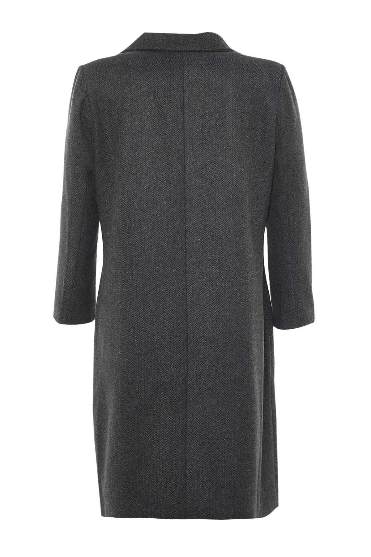 Trendyol Curve  Schwarzer Kaschmirmantel mit Taschenklappe TBBAW23DD00007