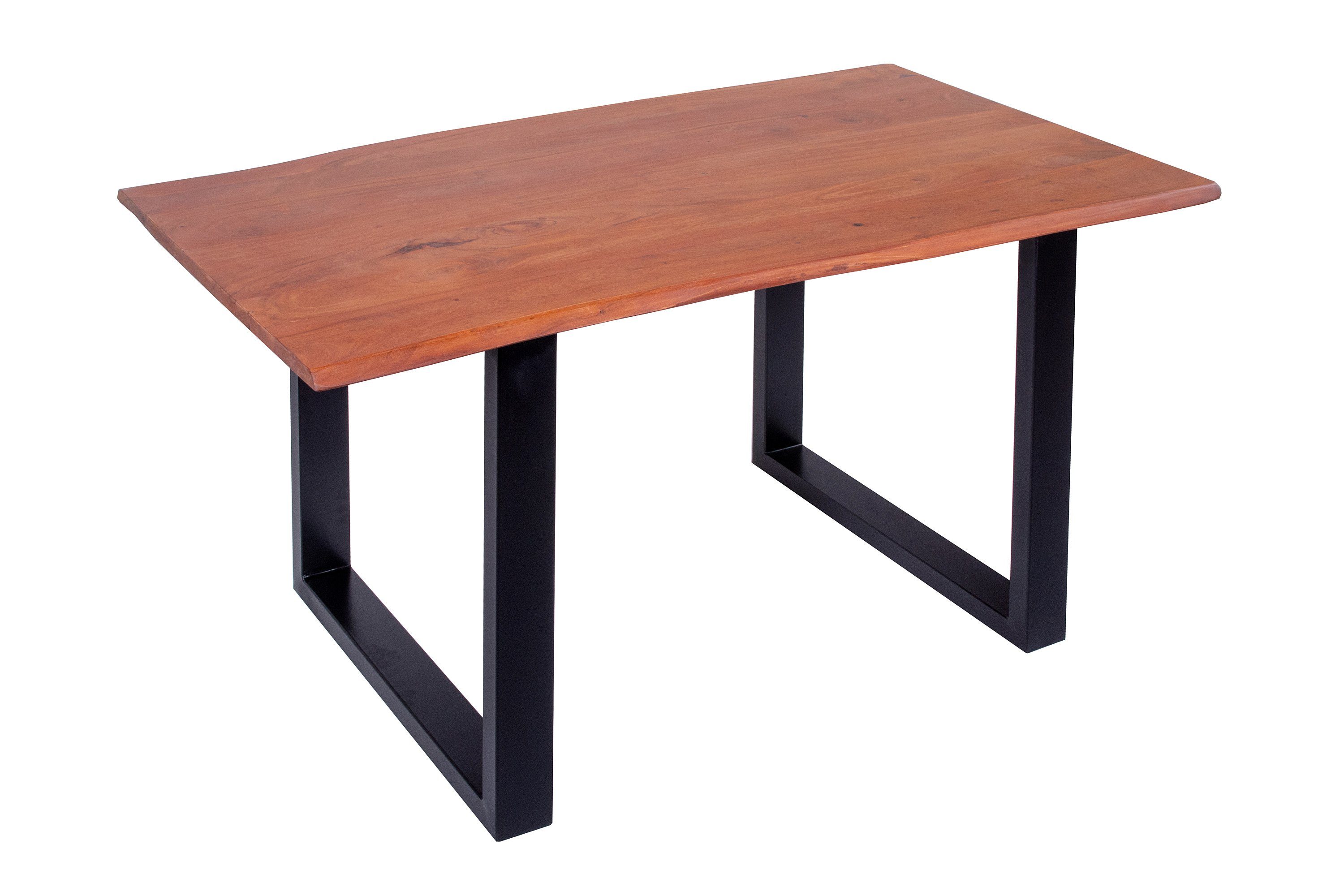 SAM® Essgruppe Flower, Akazienholz, nussbaumfarben, Baumkante, Metallgestell und 4 Stühle