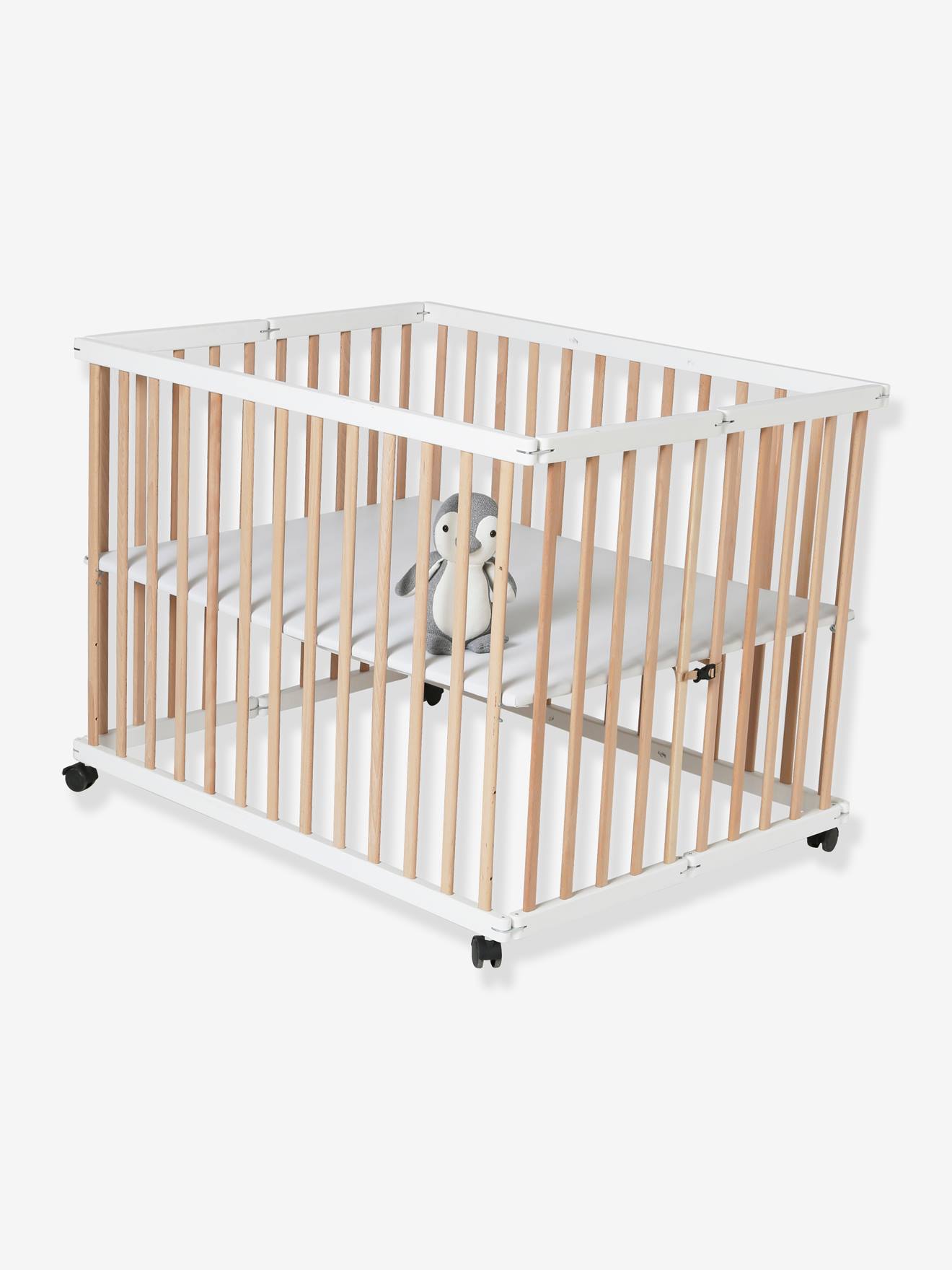 Vertbaudet Baby Laufgitter aus Holz, klappbar - weiß