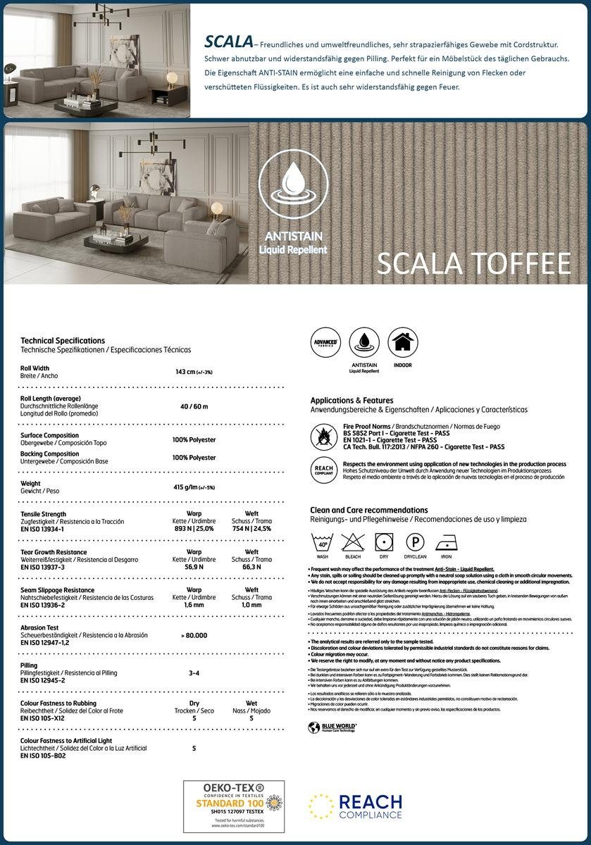 Beautysofa Sofa Lugano, 2-Sitzer Sofa aus Cordstoff oder Velourstoff, Zweisitzer im modernes Stil, inlusive Wellenfedern, mit Breite Armlehnen