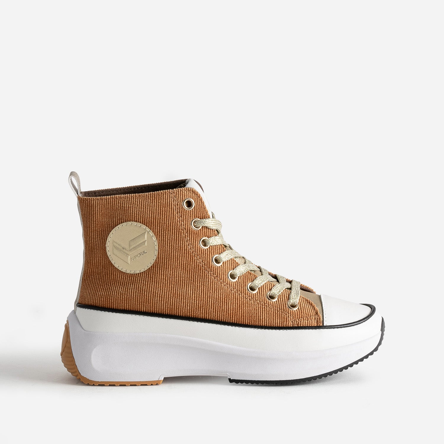 Basket KAPORAL camel velours à plateforme