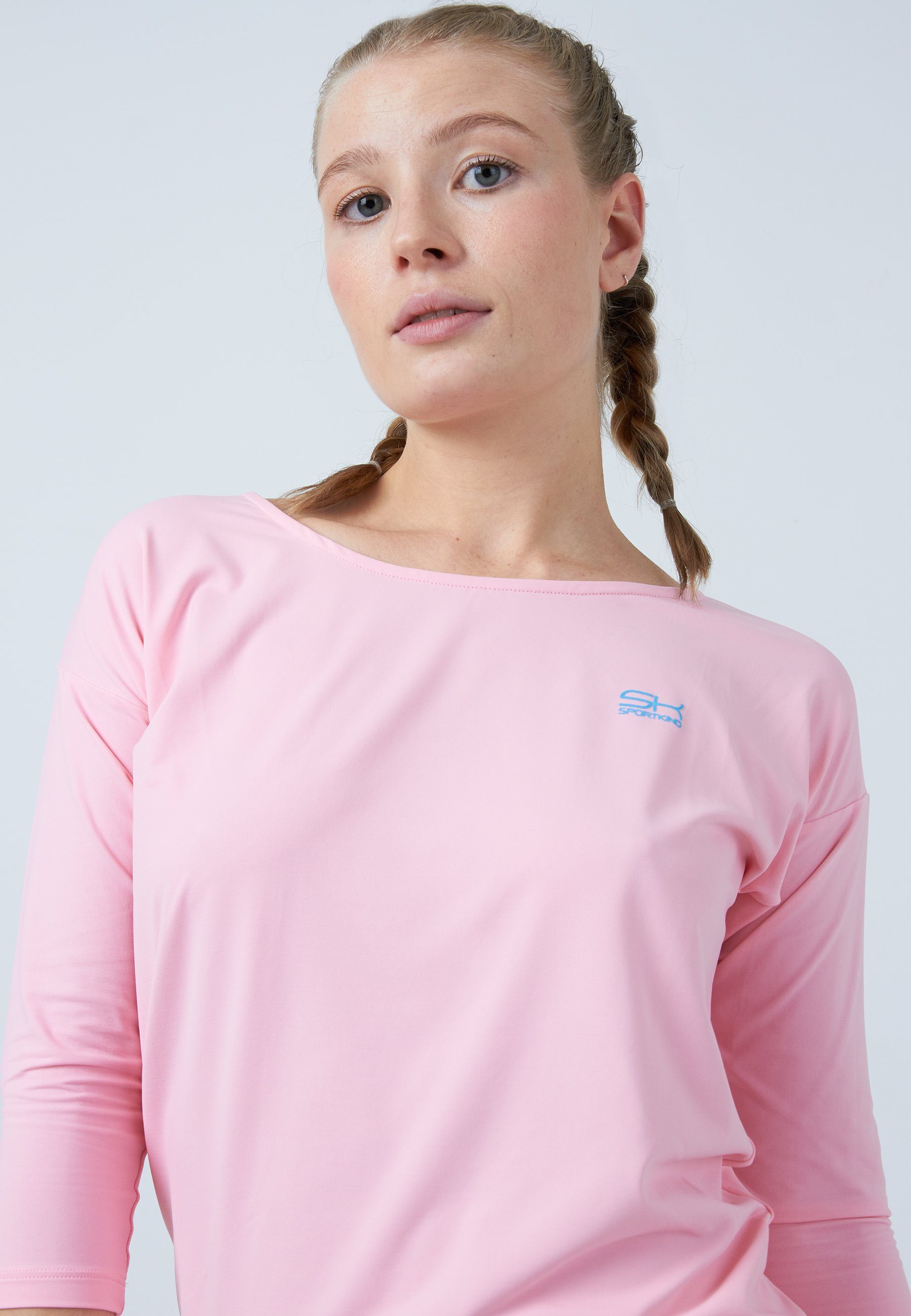 SPORTKIND Funktionsshirt Tennis 3/4 Loose Fit Shirt Mädchen & Damen hellrosa
