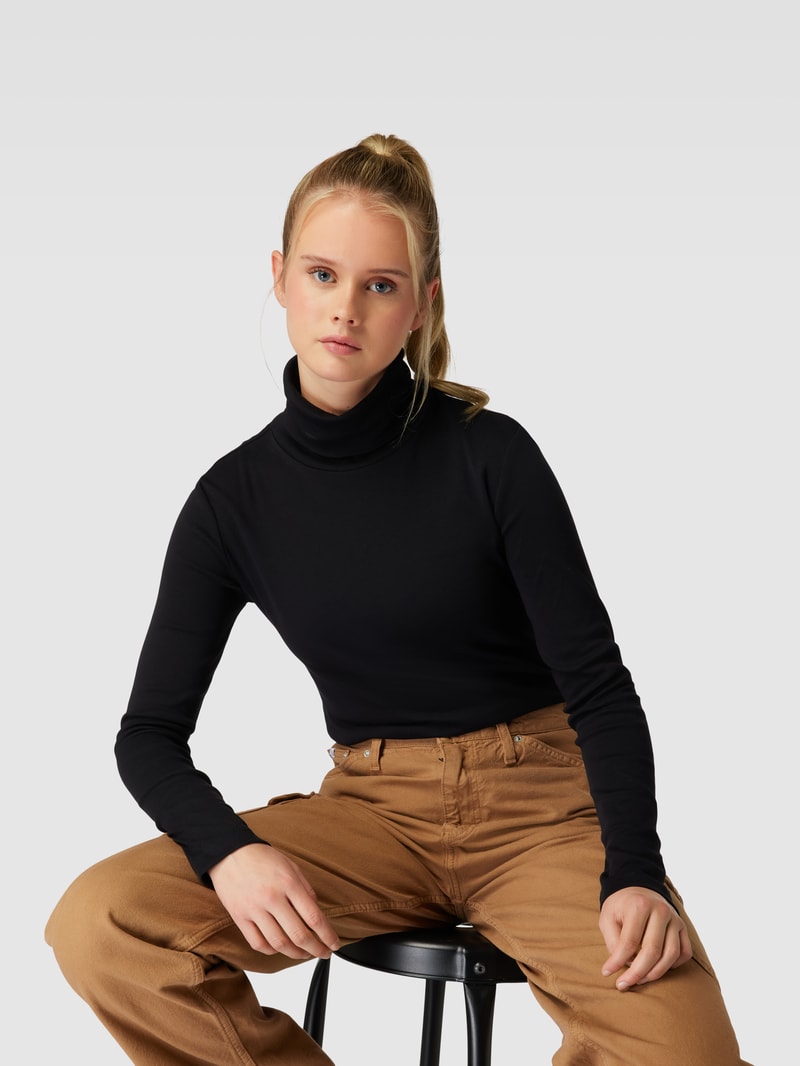 Longsleeve mit Rollkragen Modell 'Rolli' in schwarz
