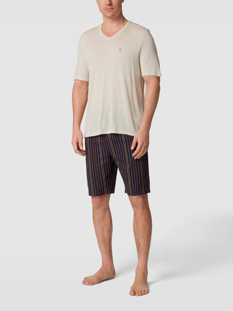 Pyjama-Shorts mit Streifenmuster in camel