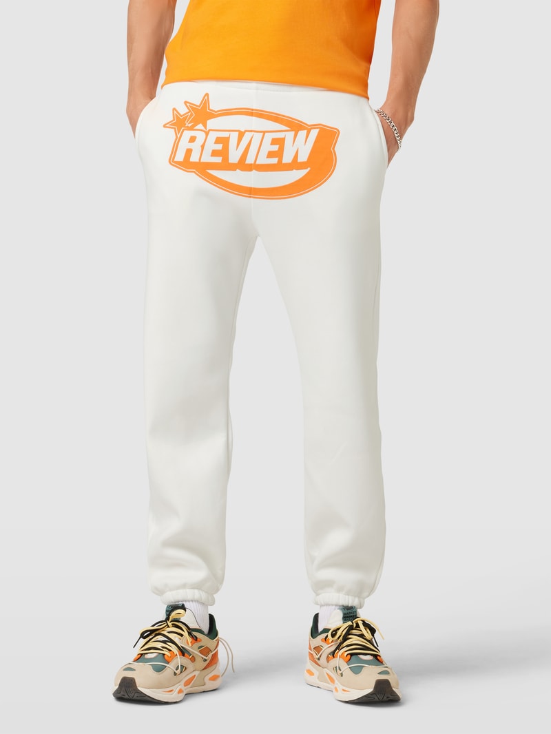 Sweatpants mit Label-Print in offwhite