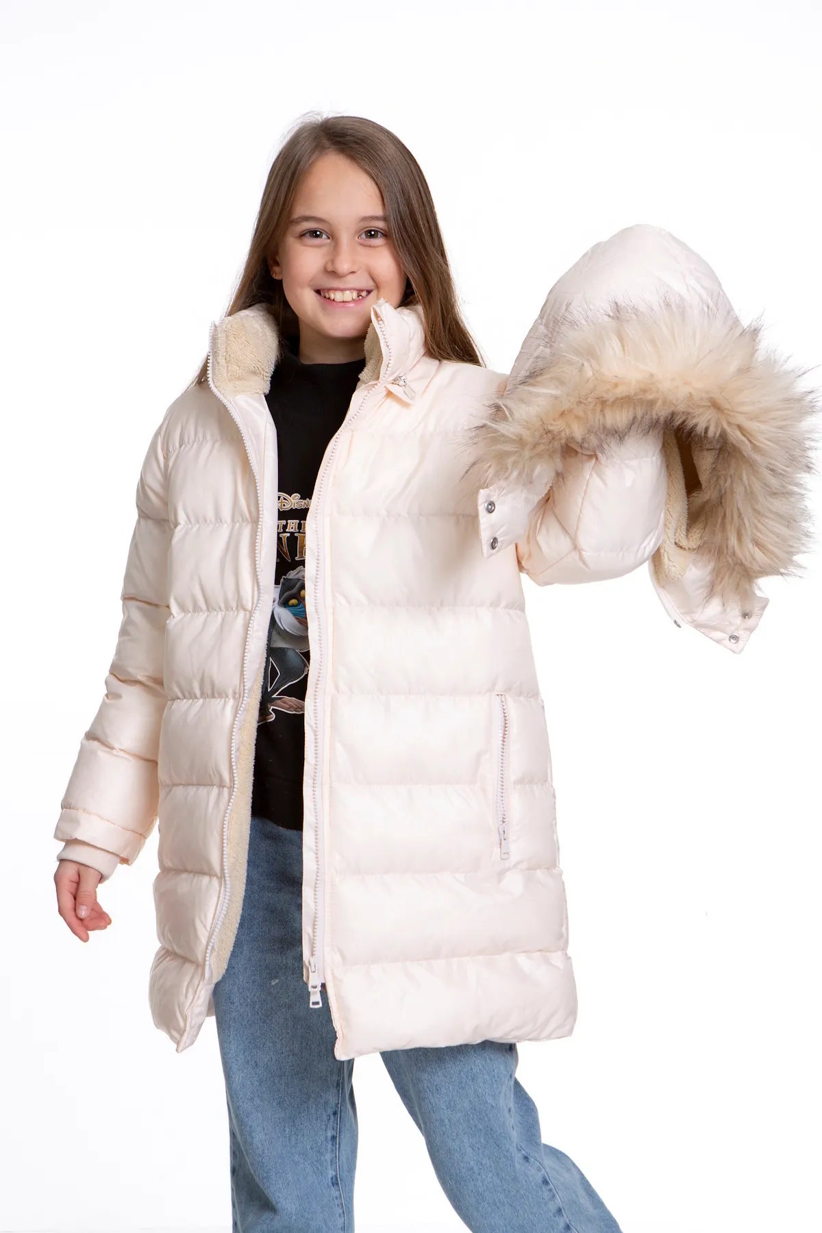 AHENGİM  Mädchenpelz-Welsoft-Plüsch-Trend-Puffermantel Ak2508